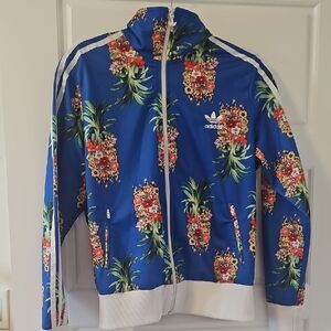 adidas Royal Blue Pineapple Print Track Jacket with White Stripes
